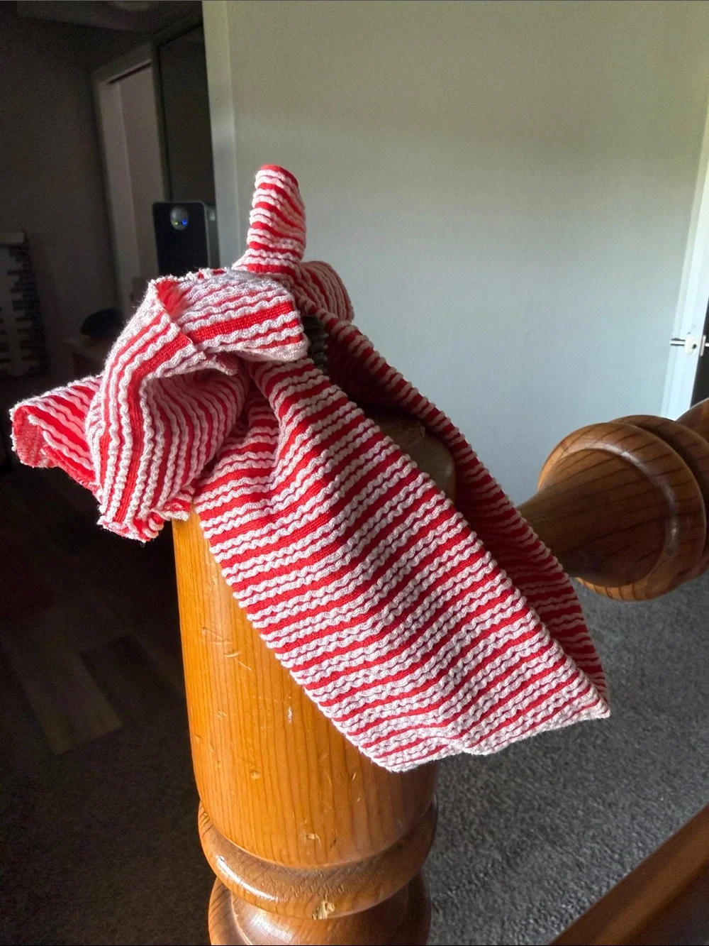 Striped Red & White Kids Hair Bow